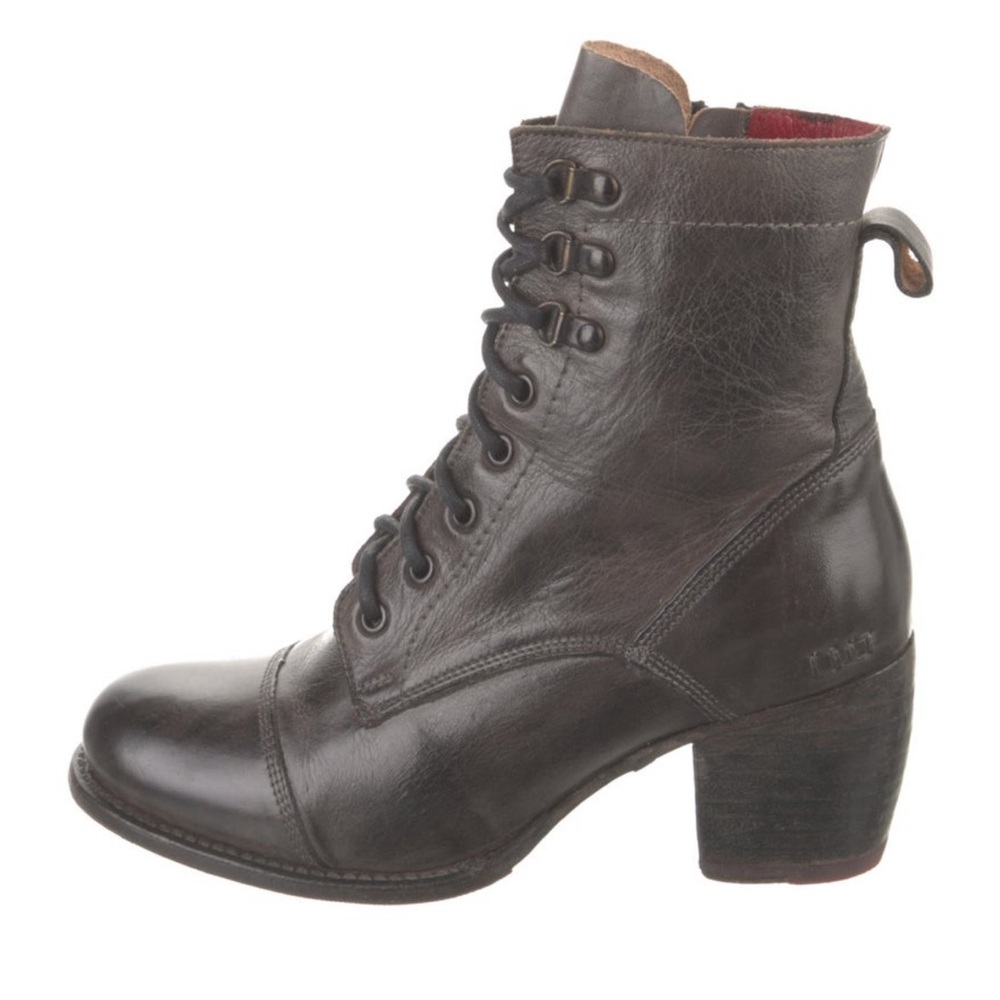 Bed Stu Black Lace Up Boots with Chunky Heel